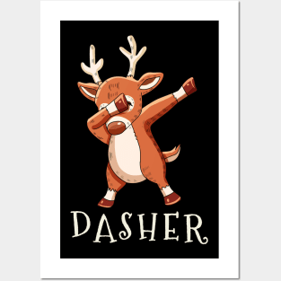 DASHER Santas Reindeers Family Matching Christmas Posters and Art